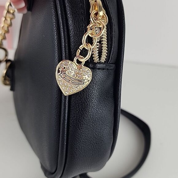 Juicy couture licorice heart fluffy crossbody bag purse small new gold hardware - Picture 3 of 5